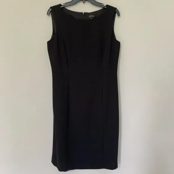 Tahari ASL sleeveless sheath midi dress black crepe fully lined back zip size 10 - Picture 1 of 8